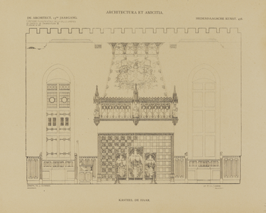 301110 Opstand van het ontwerp voor de monumentale schouw in de wapenkamer van kasteel De Haar (Kasteellaan 1) te ...